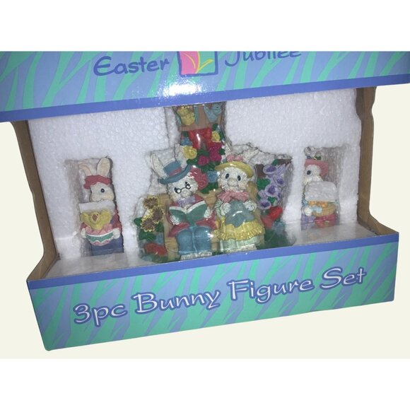 Easter Jubilee 3 Piece Figurine Set   Easter Village Figurines Never used - Picture 6 of 10